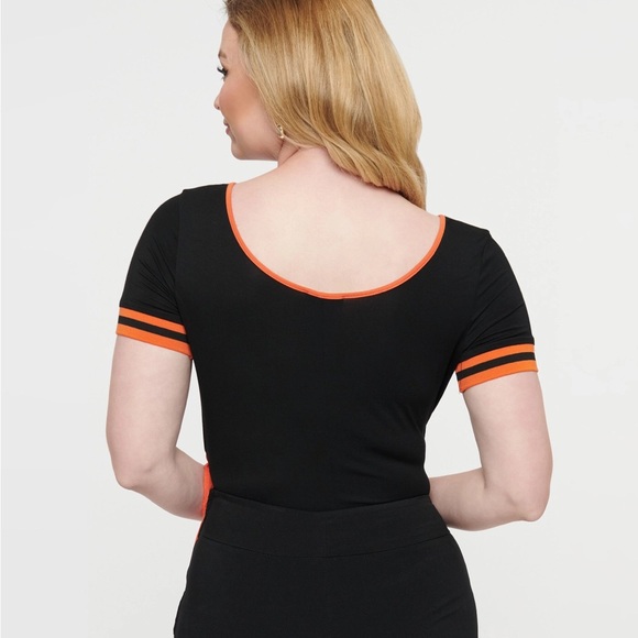 Unique Vintage 1970s Black & Orange Pumpkin Surplice - Picture 3 of 3